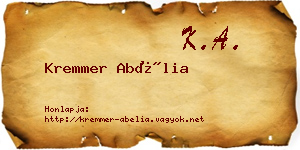 Kremmer Abélia névjegykártya